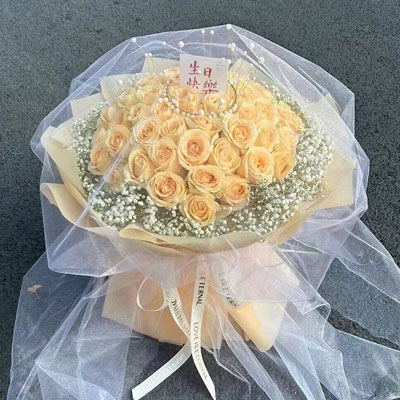 镇江52朵香槟玫瑰满天星，你就是我的全部
