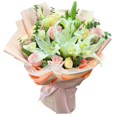 镇江10朵玫瑰百合混搭，爱是难忘时刻